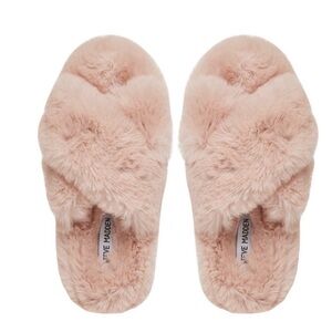 NEW! Steve Madden Criss Cross Blush Furry Slippers